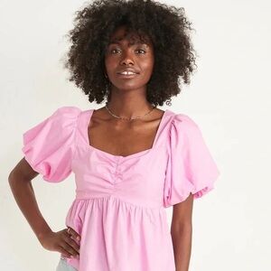 Pink Puff Sleeve Top